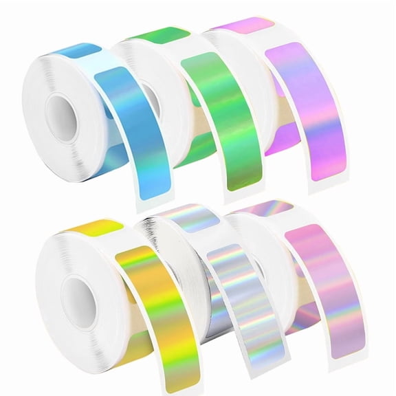 6 Rolls Holographic Thermal Color Label Tape Compatible with Phomemo D30/Q30/D35 – 12mm x 40mm (0.47"x1.57") Thermal Self-Adhesive Sticker Rolls, 6Rolls, Compatible with Non-RFID Printers