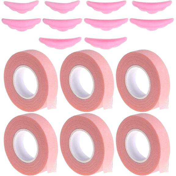 6 Rolls Lash Tape, Eyelash Tape with 5 Pairs Eyelash Lift Pad, Breathable Lash Tape for Eyelash Extension for False Lash Extension Accessories (Pink)