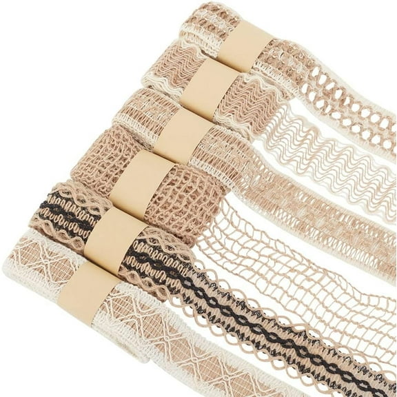 6 Rolls Mesh Burlap Wired Ribbon 2.2 Yards Each Net Fabric Ribbon Rustic Hessian Ribbon Lace Craft Ribbon Natural Jute Ribbon for Crafts Wedding Party Home Decor Gift Wrapping 6 Styles Mixed Color
