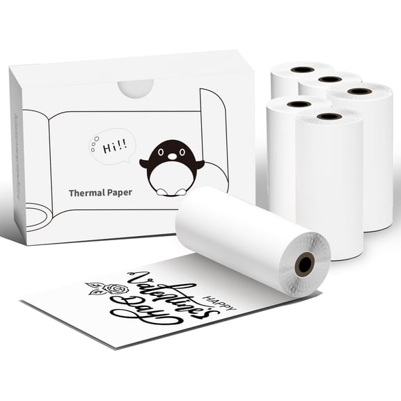 6 Rolls Mini Thermal Printer Sticker Paper,Thermal Sticker Paper 57 X 30mm,Compatible with Most inkless Mini Receipt Printers eg PeriPage A6,Vretti TP6S Portable Pocket Printer