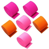 6 Rolls in Orange,Rose Red,Pinkish Crepe Paper Streamers Rolls, 150m Pack of Colorful Streamers for Party Decorations, Birthday Streamers,Wedding Decoration,Celebrations and Events (4.5cm x 25m/Roll)