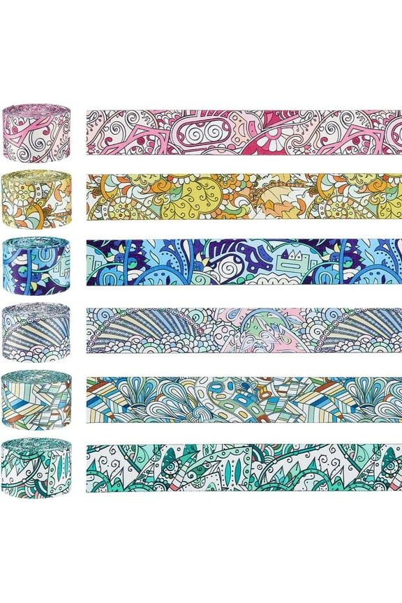 6 Rolls Patterned Polyester Webbing Belt 1.49inch Vintage Jacquard Ribbon Trim Colorful Webbing Straps Boho Persian Tape for Seatbelt Bags Backpacks Handles Luggage 2yards/roll