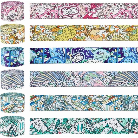 6 Rolls Patterned Polyester Webbing Belt 1.49inch Vintage Jacquard Ribbon Trim Colorful Webbing Straps Boho Persian Tape for Seatbelt Bags Backpacks Handles Luggage 2yards/roll for DIY