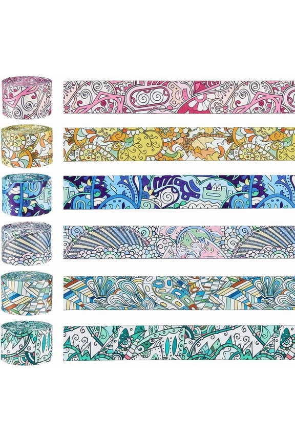 6 Rolls Patterned Polyester Webbing Belt 1.49inch Vintage Jacquard Ribbon Trim Colorful Webbing Straps Boho Persian Tape for Seatbelt Bags Backpacks Handles Luggage 2yards/roll for DIY