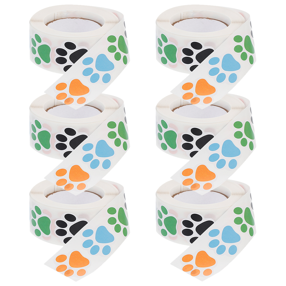 6 Rolls Pet Dog Paw Stickers Sticky Labels Laptop Toys for Small Dogs