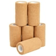 thumbnail image 1 of 6-Rolls Self Adherent Bandage Wrap, Vet Tape - 4 In x 5 Yds Breathable, Elastic Cohesive Wrap Tape for Wrist, Swelling, Sports, Tattoo (Tan), 1 of 11