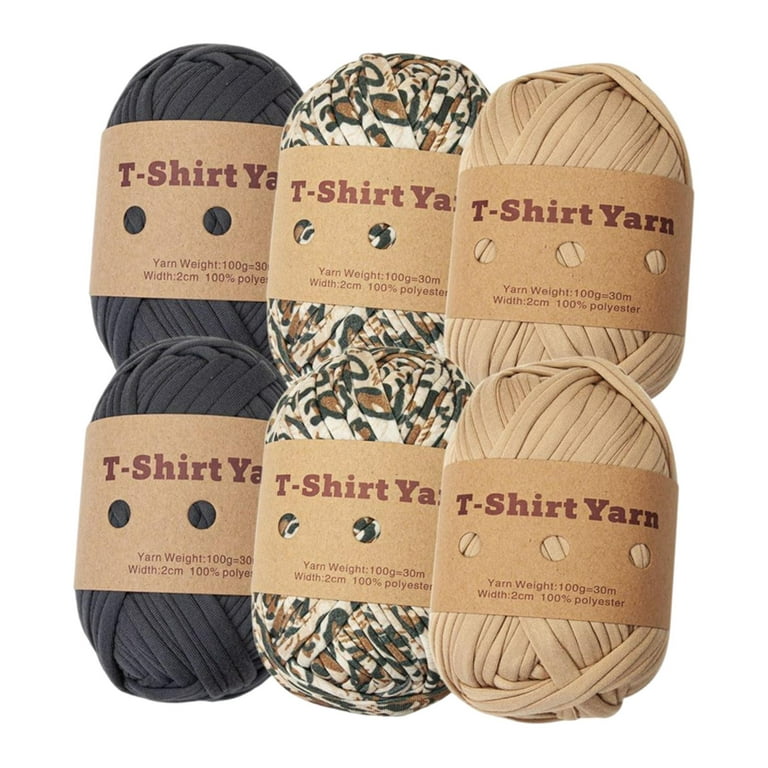 6 Rolls Set Knitting Yarn Set T-shirt Yarn Crocheting Projects Chunky Yarn  Spaghetti Yarn for Rugs Baskets Throw Blanket Crochet Pet Bed , Set C 
