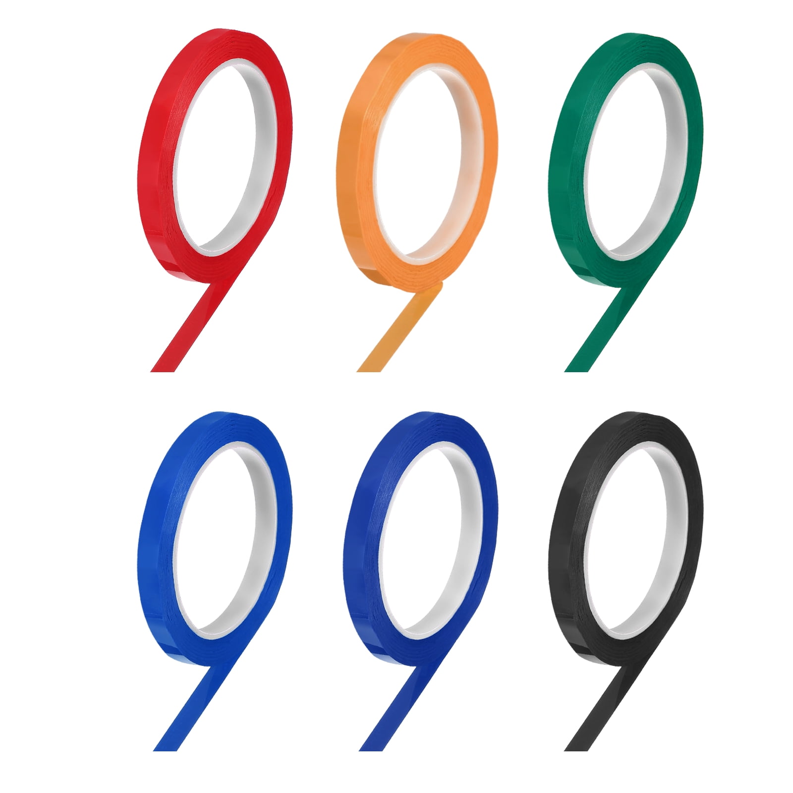 6 Rolls Tape, 0.4"x216ft Instruments Identification Tape Colored PET Adhesive for Steam Capacitors Circuit Boards Motors Electronic, 6 Dark Color