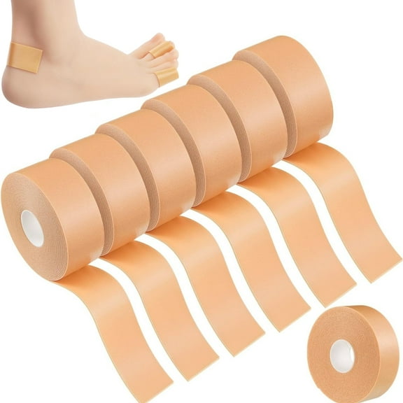 6 Rolls Tape Adhesive Pads Blister Prevention Toe Tape Anti-wear Heel Pad Foam Waterproof Bandages Patch for Point Shoes Hand Foot Heel Toe Skin Feet Chafing Protector,1inchx5.5Yard