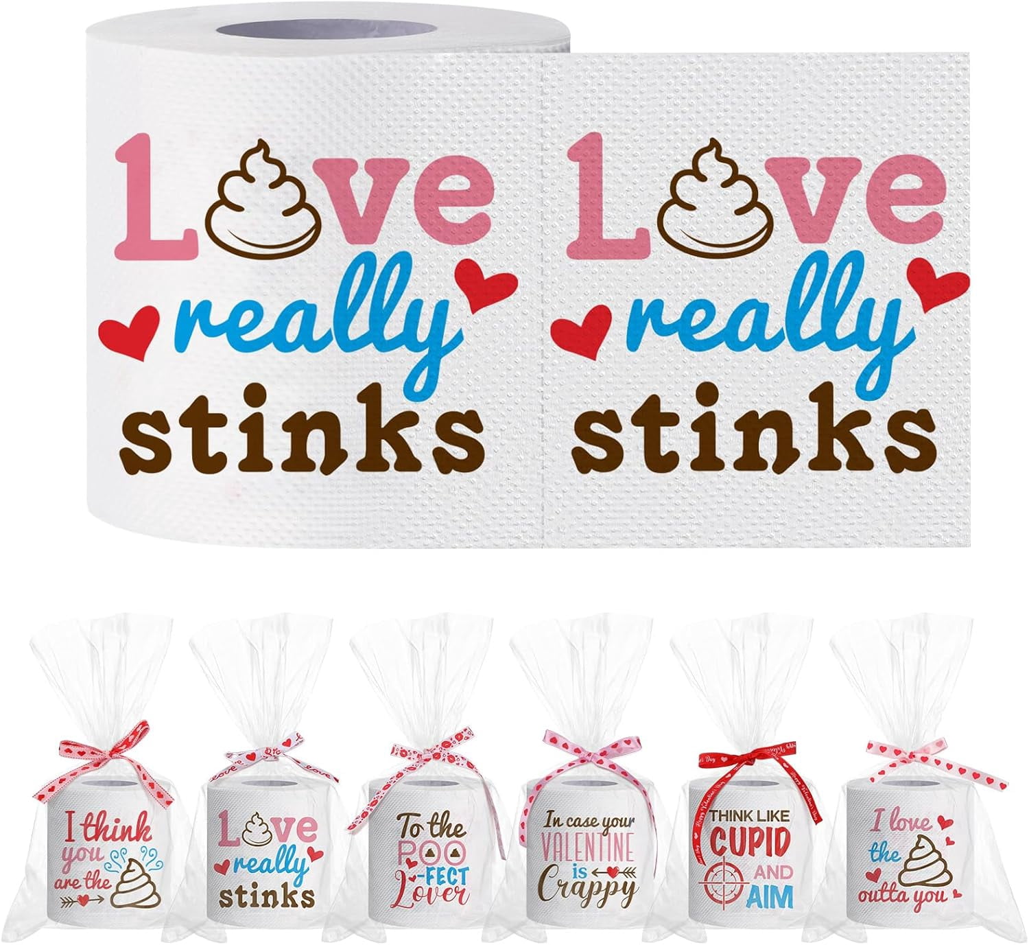 6 Rolls Valentine's Day Toilet Paper Funny Valentine Gag Novelty Gifts ...