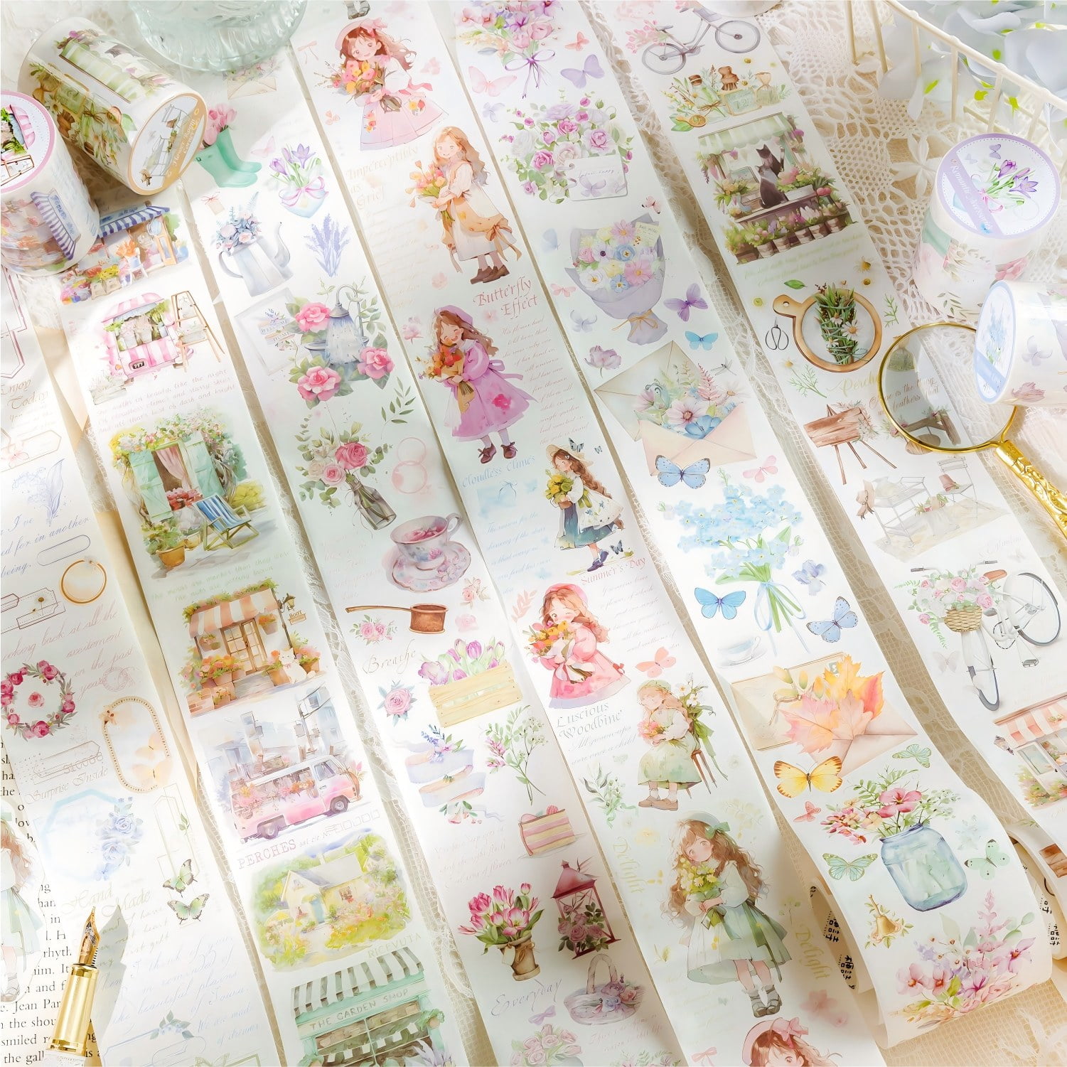 6 Rolls Washi Tape Set, Scrapbook Crafts Floral Decorative Masking Tape for Journaling Planner Card Making Album Art Teacher Classroom Supplies