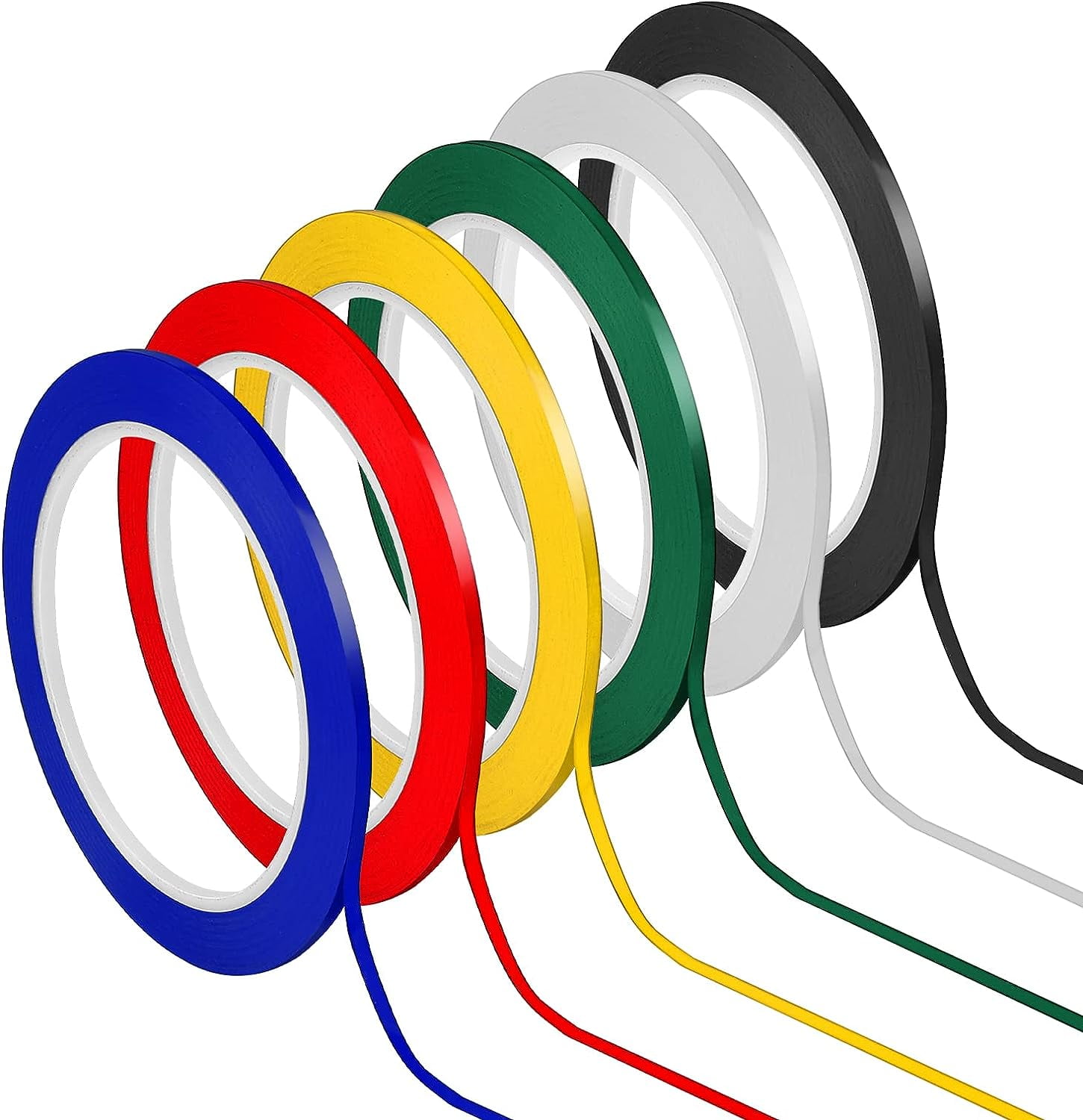 6 Rolls Whiteboard Tape Grid Marking Tape MultiColor Board Tape Self