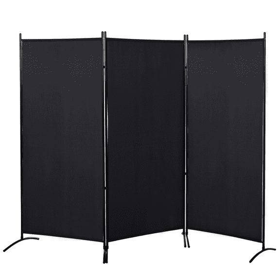 6' Room Divider, 3 Panel Privacy Screen - Black Indoor Folding Partition