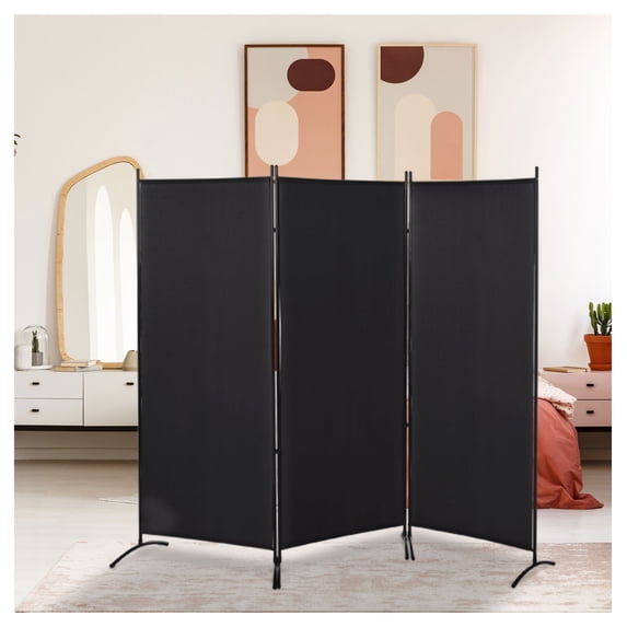 6' Room Divider, 3 Panel Privacy Screen for Home, Black - Portable ...