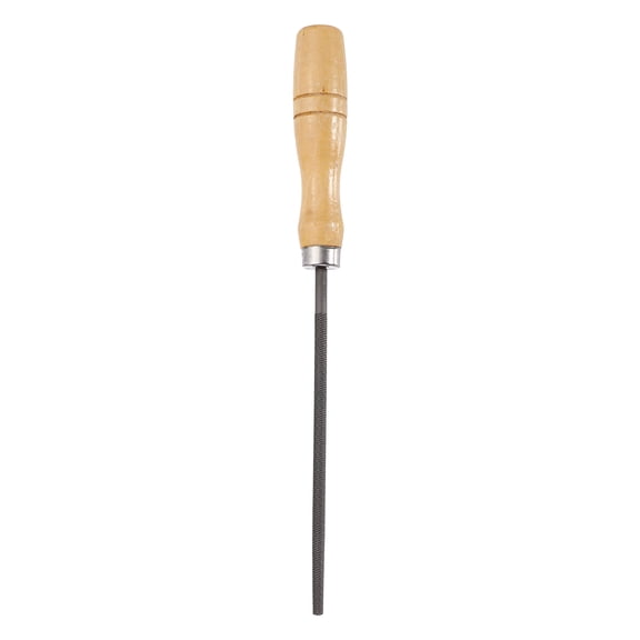 6" Round Bastard Cut File Bastard Metal File with Wood Handle, Grey/Yellow