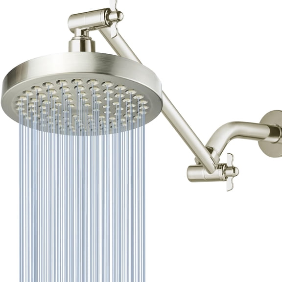 6" Round Brushed Nickel Rainfall Shower Head with 11'' Extension Arm