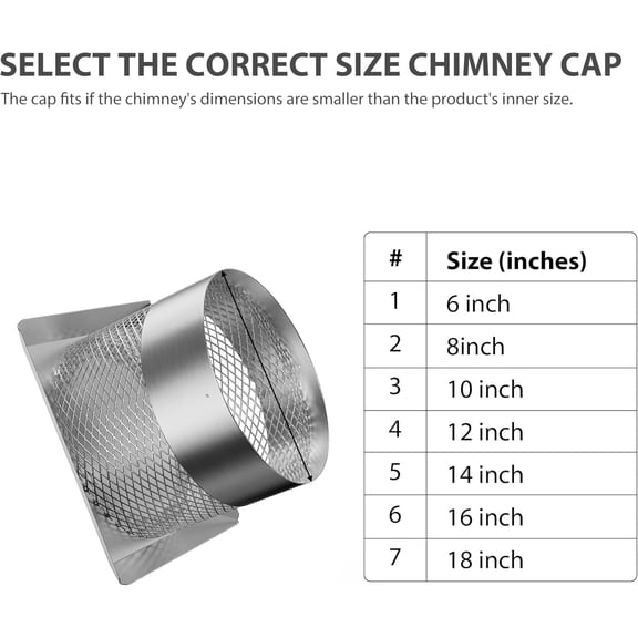 6" Round Chimney Cap with Screen, Stainless Steel Mesh Cover, 6 Inch Adjustable Flue Cover for Rain, Birds & Debris, Fits Wood/Oil Stove Vent, Weatherproof & Easy Installation