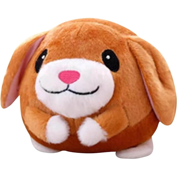 6" Round Easter Bunny Plush Toy, Talking Singing & Dancing Soft Stuffed Animal Rabbit, Easter Basket Stuffer Gift, Brown & White