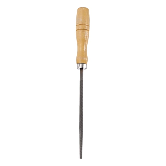 6" Round Medium Cut File Medium Metal File with Wood Handle, Grey/Yellow