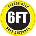 thumbnail image 1 of Ergomat B2354914 Please Keep Safe Distance Sign - 6 in. Round - Vinyl Adhesive - Multi Color, 1 of 4