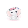 thumbnail image 1 of Elephant with Pink Flowers Baby Shower Birthday Cake Topper, by TNCT, 1 of 4