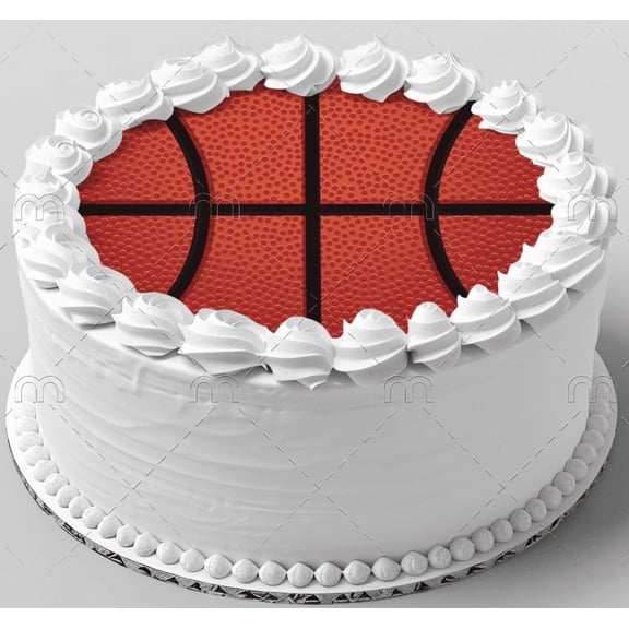 6" Round Pre-Cut Basketball Edible Image Cake Topper, by Tnct. (1 Count)