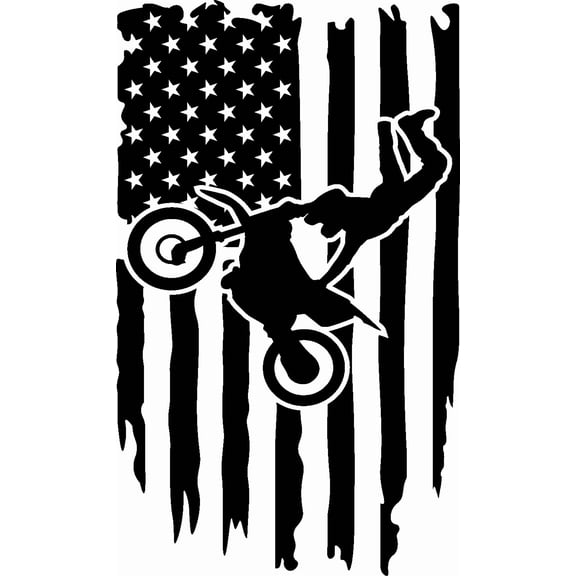 6" Round Pre-Cut Dirtbiker/Motocross Doing Handstand with Flag Silhouette Edible Image Cake Topper, by Tnct. (1 Count)