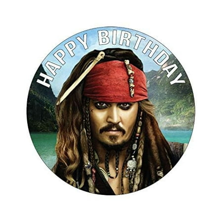 6" Round Pre-Cut Pirates of the Caribbean Birthday Themed Party Edible Image Cake Topper By TNCT