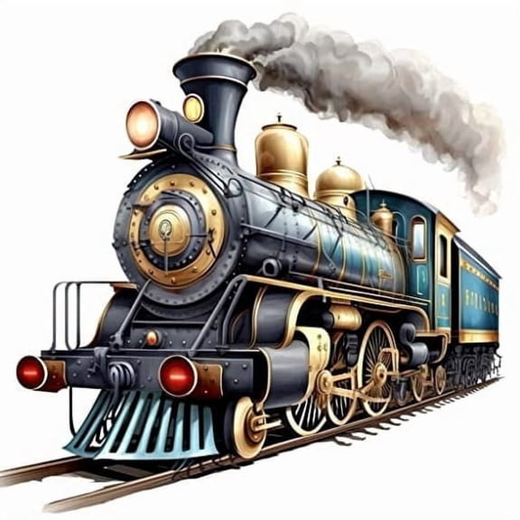 Steam Train on Rail 5 Happy Birthday Edible Icing Image Cake topper, by TNCT.