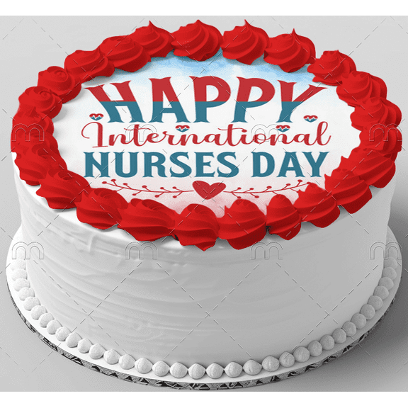 6" Round Pre-Cut Thank you Nurses Edible Image Cake Topper, by Tnct. (1 Count)