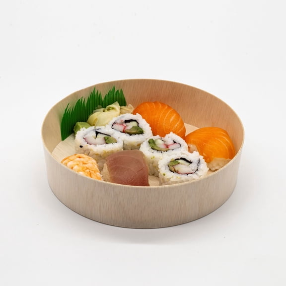 6" Round Wooden Container Togo Box 300 count box (Base Only)