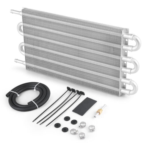 6 Rows Universal Aluminum Remote Transmission Oil Cooler Radiator Converter Kit - Foto 3