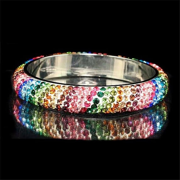 6 Row Rhinestone Bangle, Multi Color