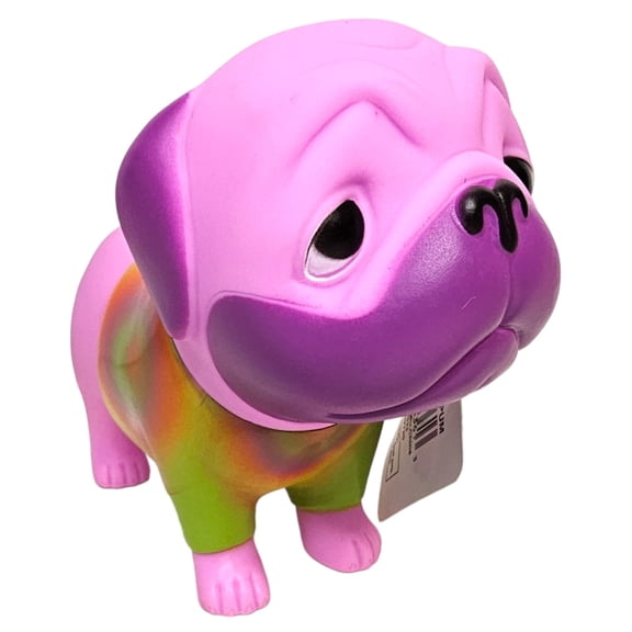 6" Rubber Squeaking Pug (Tie Dye) . Fun Carnival Prize and Figure. Includes Police, Bee, Confetti, Firefighter, Tie Dye