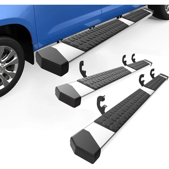 6" Running Boards for 2019-2026 Chevy Silverado/GMC Sierra 1500 (Excl 2019 Ld/Lt), 2020-2026 2500 HD 3500 HD Side Steps, Stainless Steel Double & Extd Cab Side Steps