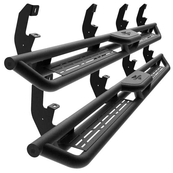 6" Running Boards for 2019-2026 Chevy Silverado /Sierra 1500 Crew Cab & 20-26 Silverado/Sierra 2500HD 3500HD Crew Cab, Textured Black Steel Drop Step Nerf Bars (Excl 2019 1500 LD/Lt)