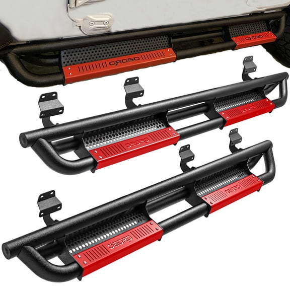 6" Running Boards for 2015-2026 Ford F-150 SuperCrew Cab Nerf Bars Side Step Red