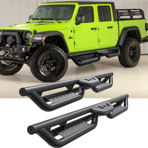 Autobull Running Boards Compatible with Jeep Gladiator JT 2020-2026, 6" 2-Stairs Side Step Rails Coated Black Carbon Steel Nerf Bars