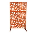 thumbnail image 1 of 6' Rusted Orange Rectangular Home Furniture Collections Geometric-Designed Decorative Squares Privacy Screen, 1 of 7