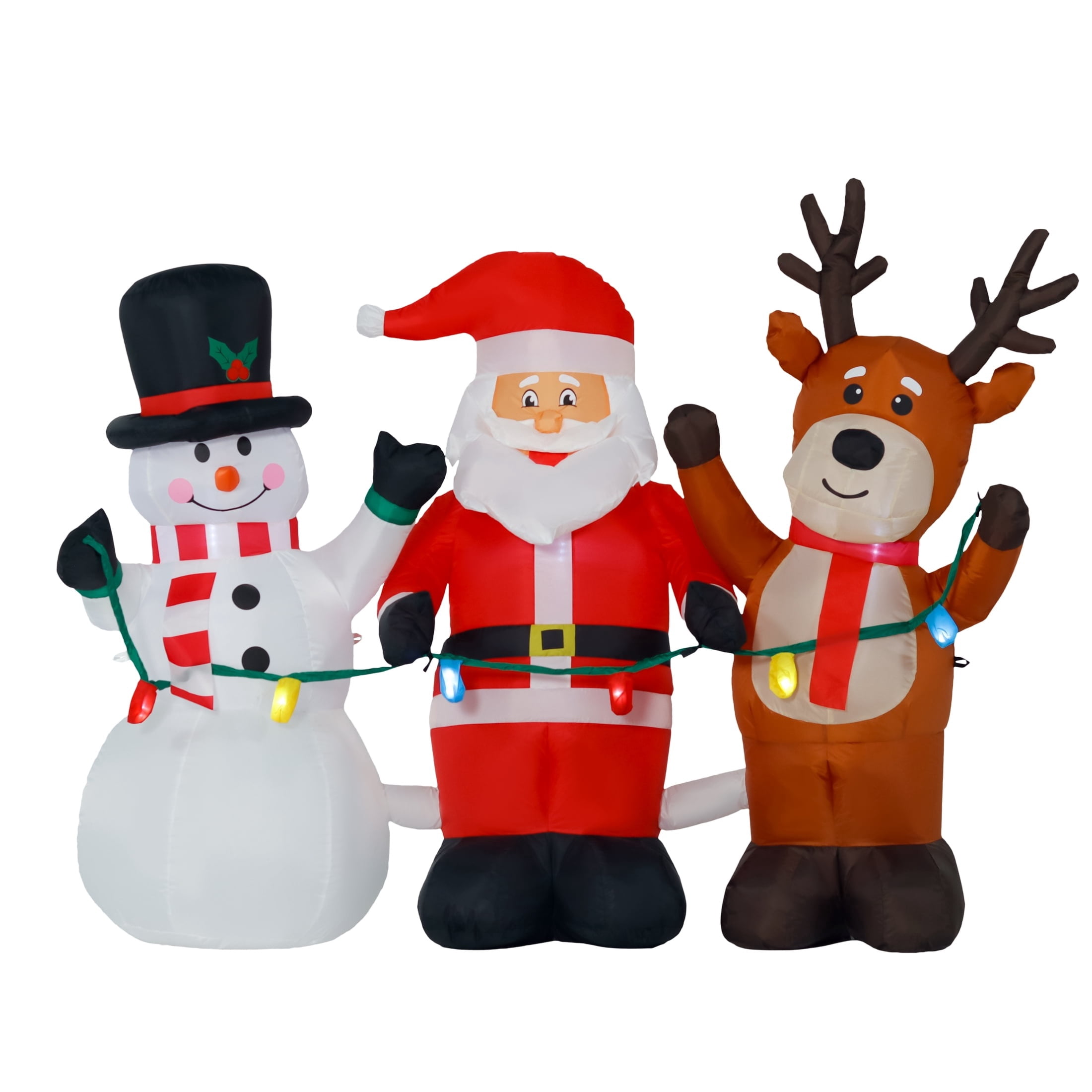 Multicolor Santa Trio with Flashing Lights Christmas Airblown Yard Inflatable, 6', by Holiday Time