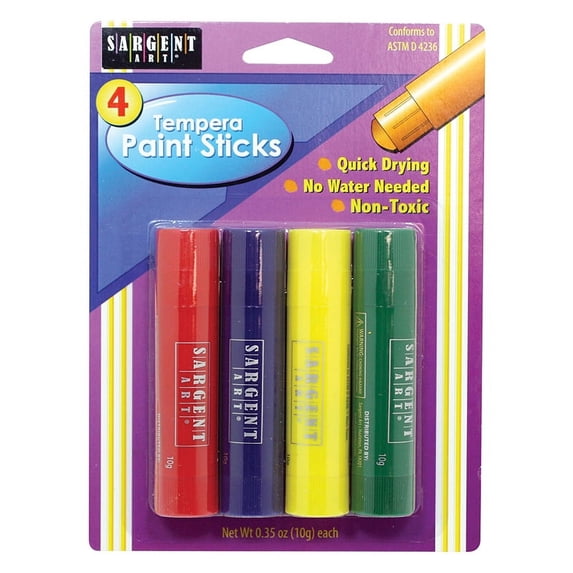 (6 ST) TEMPERA STICK RED BLU GRN YLW 4 CT PER SET