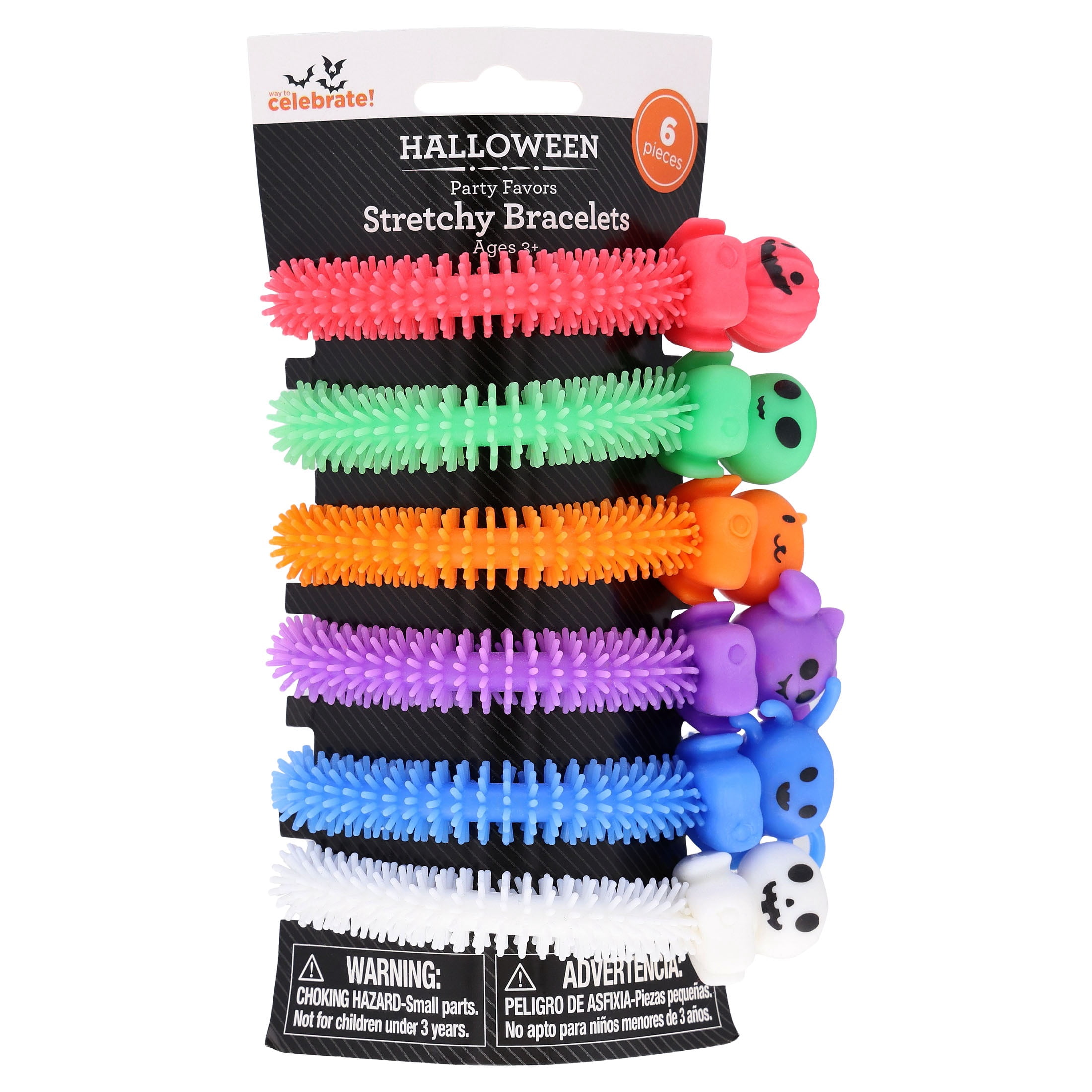 Stretchy Bracelets Party Favors, Multicolor, 6 Count, Halloween by Way To Celebrate