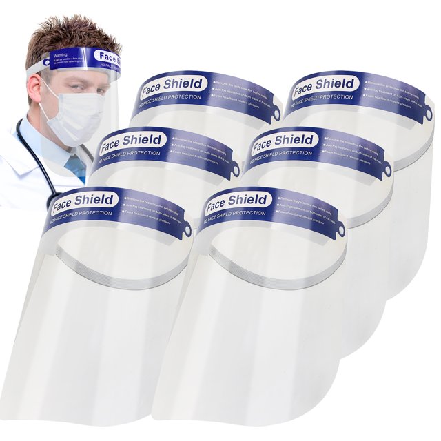 6 Safety Face Shield Screen Protector,Full Face Transparent Breathable