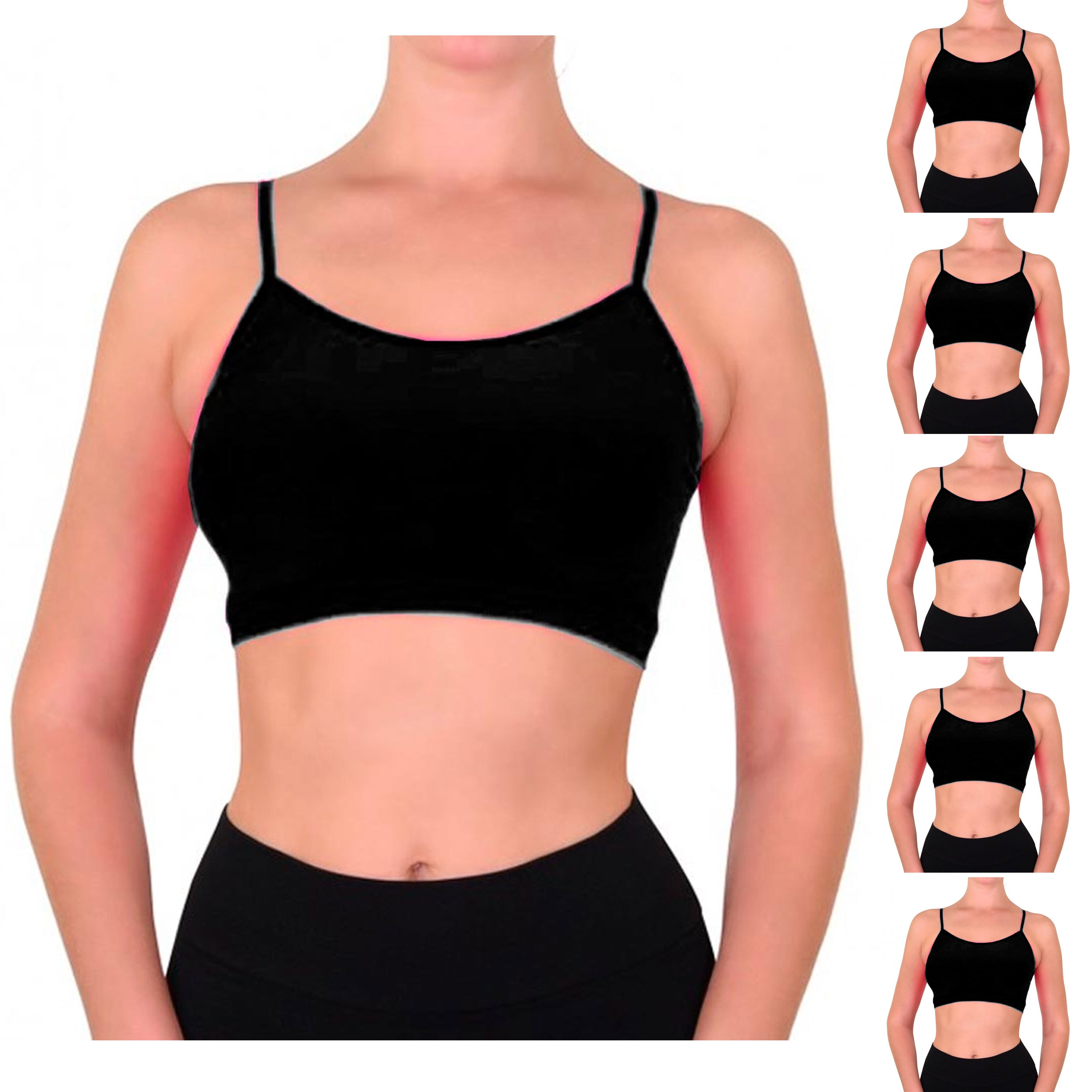 6 Seamless Tank Cami Bra Crop Top Spaghetti Straps Camisole Sport