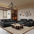 thumbnail image 1 of 6 Seat Couch, Chenille Fabric Living Room Chairs with Supportive Cushions and Tapered Leg, Couches and Sofas for Living Room Bedroom Office Small Space, Black, 1 of 8