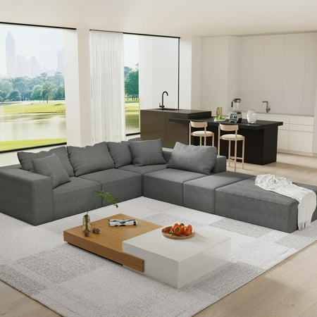 6 - Seat Sofa Set - Multiple Combination Ways - Family Movie Nights - Easy - to - Use Modular Design