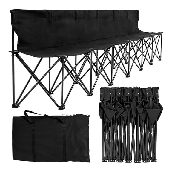 6-Seat Sports , Folding Chair Sideline Benches with Back, Stadium Seats Camping Chairs Portable Team Benches for Soccer & Football Sidelines, Tailgating, Camping & Events