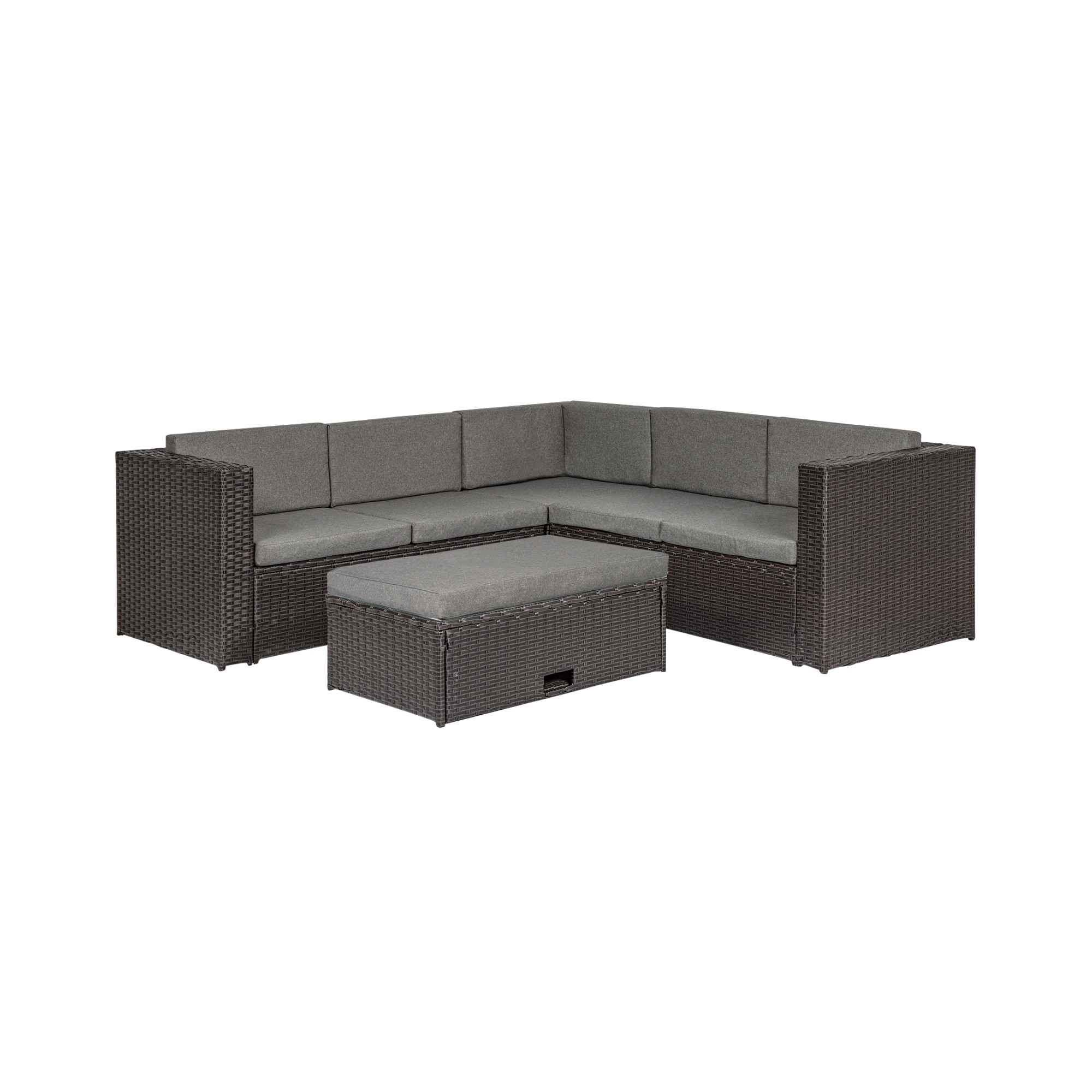 6 Seater Outdoor Patio Modern Sectional Set with Storage Ottoman, Brown/Gray - image 1 of 28