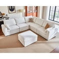 thumbnail image 1 of BEDEEP 120.1'' Modular Sectional Sofa with Storage Ottoman, L Shaped Chenille Cloud Couch, Convertible 6-Seater Sofa with Chaise for Living Room, White, 1 of 9