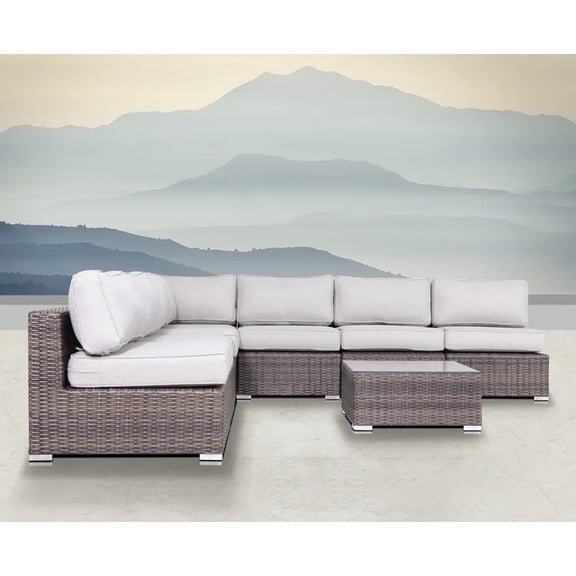 6 Seating With Cozy Cushions - Fully Assembled For Warm Outdoor Experience Interlocking And Sectional Patio